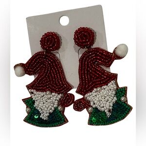 Seed Bead Christmas gnome earrings